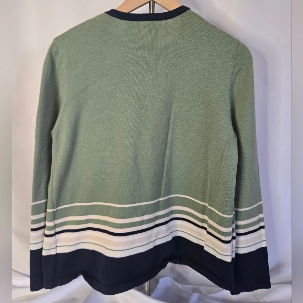 Croft & Barrow Faux 2-Piece Sweater Top Size M – Green Blue Cream Layered Look